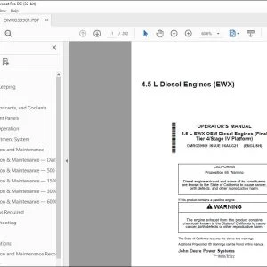 John Deere 4.5 L Diesel Engines (EWX) Operator's Manual OMRG39901 PDF