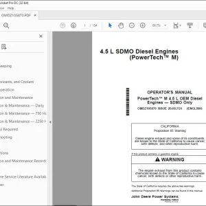 John Deere 4.5 L SDMO Diesel Engines Operator's Manual PDF