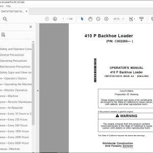 John Deere 410 P Backhoe Loader Operator's Manual OMT475673X019 PDF
