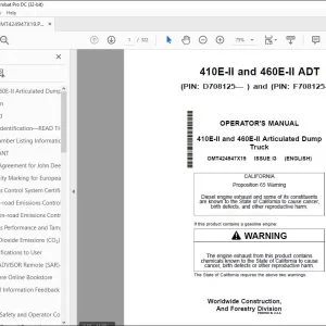 John Deere 410E-II & 460E-II Articulated Dump Truck Operator's Manual PDF