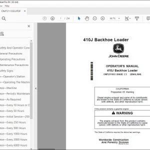 John Deere 410J Backhoe Loader Operator's Manual OMT211053 PDF