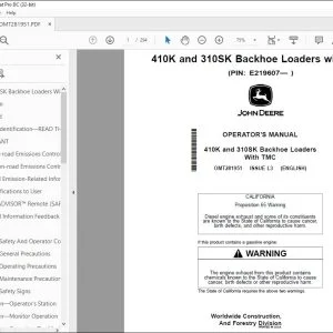John Deere 410K & 310SK Loaders Operator's Manual OMT281951 PDF