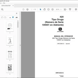 John Deere 420 Tipo Oruga MANUAL DEL OPERADOR OMT25956 PDF