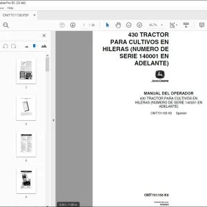 John Deere 430 TRACTOR PARA CULTIVOS MANUAL DEL OPERADOR PDF