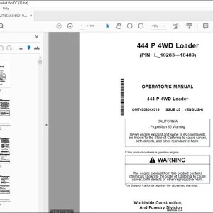 John Deere 444 P 4WD Loader Operator's Manual OMT453604X019 PDF