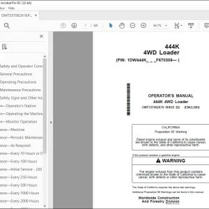 John Deere 444K 4WD Loader Operator's Manual OMT337062X19 PDF