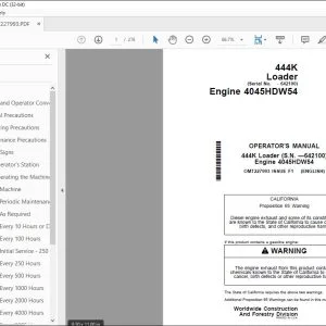 John Deere 444K Loader Engine 4045HDW54 Operator's Manual PDF DOWNLOAD