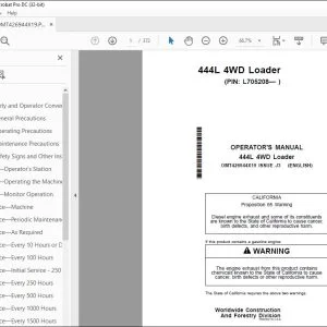 John Deere 444L 4WD Loader Operator's Manual OMT426944X19 PDF