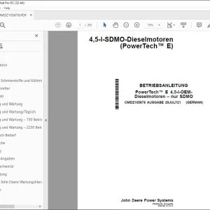 John Deere 4,5-l-SDMO-Dieselmotoren BETRIEBSANLEITUNG OMDZ105878 PDF