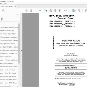 John Deere 450K, 550K & 650K Dozer Operator's Manual OMT378072X19 PDF