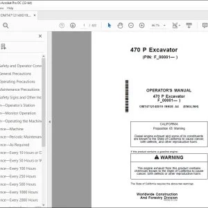 John Deere 470 P Excavator Operator's Manual OMT471214X019 PDF