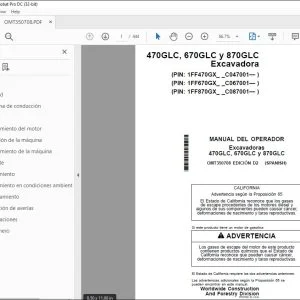 John Deere 470GLC, 670GLC y 870GLC Excavadora MANUAL DEL OPERADOR PDF