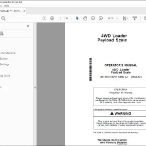 John Deere 4WD Loader Payload Scale Operator's Manual PDF