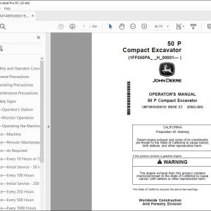 John Deere 50 P Compact Excavator Operator's Manual - PDF DOWNLOAD