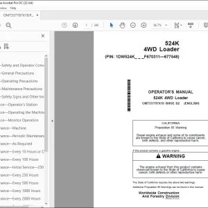 John Deere 524K 4WD Loader Operator's Manual OMT337787X19 PDF