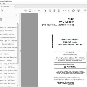 John Deere 524K 4WD Loader Operator's Manual OMT361496X19 PDF