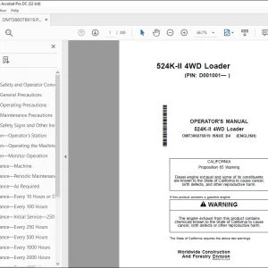 John Deere 524K-II 4WD Loader Operator's Manual OMT386078X19 PDF