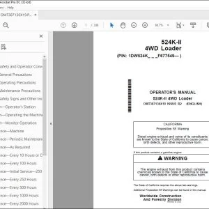 John Deere 524K-II 4WD Loader Operator's Manual OMT387130X19 PDF
