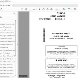 John Deere 524K-II 4WD Loader Operator's Manual OMT387133X19 PDF