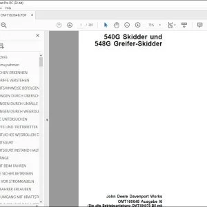 John Deere 540G Skidder & 548G Greifer-Skidder BETRIEBSANLEITUNG PDF