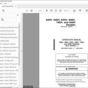 John Deere 540H, 548H, 640H, 648H, 748H & 848H Skidder Operator's Manual PDF