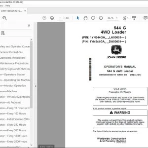 John Deere 544 G 4WD Loader Operator's Manual OMT468695X019 PDF