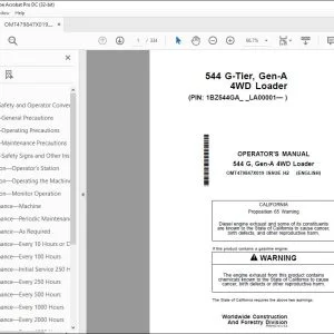 John Deere 544 G, Gen-A 4WD Loader Operator's Manual PDF