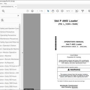 John Deere 544 P 4WD Loader Operator's Manual OMT453606X019 PDF