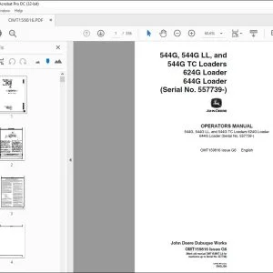 John Deere 544G, 544G LL & 544G TC Loaders 624G & 644G Loader Operators Manual PDF