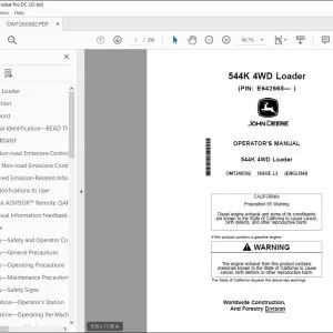 John Deere 544K 4WD Loader Operator's Manual OMT260582 - PDF DOWNLOAD