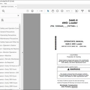 John Deere 544K-II 4WD Loader Operator's Manual OMT387131X19 PDF