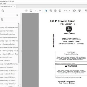 John Deere 550 P Crawler Dozer Operator's Manual OMT480070X019 PDF