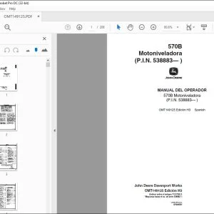 John Deere 570B Motoniveladora MANUAL DEL OPERADOR OMT149125 PDF