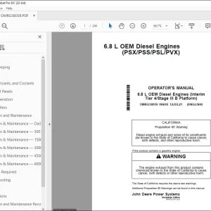 John Deere 6.8 L OEM Engines (PSX/PSS/PSL/PVX) Operator's Manual PDF