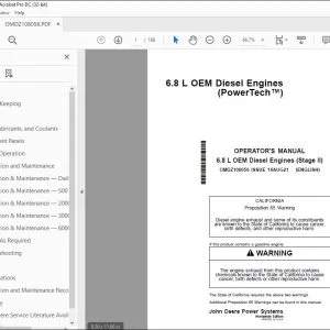 John Deere 6.8 L OEM Diesel Engines Operator's Manual PDF