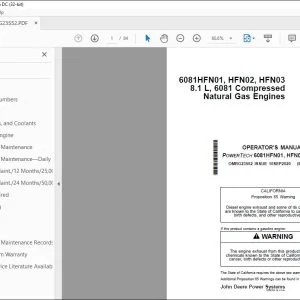 John Deere 6081HFN01, HFN02, HFN03 8.1 L, 6081 Operator's Manual PDF