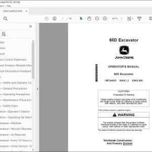 John Deere 60D Excavator Operator's Manual OMT244925 - PDF DOWNLOAD