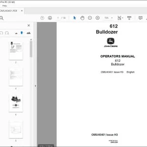 John Deere 612 Bulldozer OPERATORS MANUAL OMU40401 - PDF DOWNLOAD