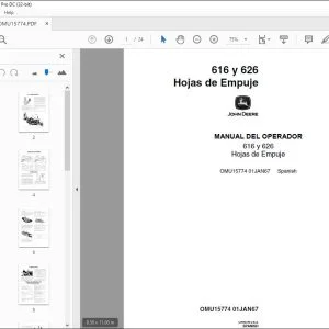 John Deere 616 y 626 Hojas de Empuje MANUAL DEL OPERADOR OMU15774 PDF