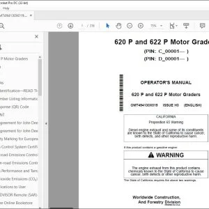 John Deere 620 P & 622 P Operator's Manual OMT494130X019 PDF