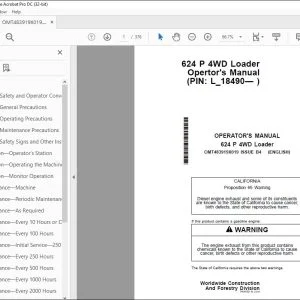 John Deere 624 P 4WD Loader Operator's Manual OMT483919X019 PDF