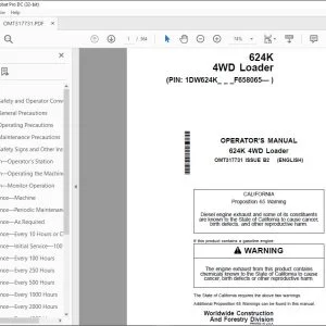 John Deere 624K 4WD Loader Operator's Manual OMT317731 PDF