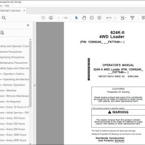 John Deere 624K-II 4WD Loader Operator's Manual OMT387132X19 PDF