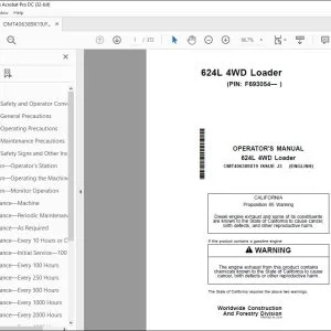 John Deere 624L 4WD Loader Operator's Manual OMT406389X19 PDF