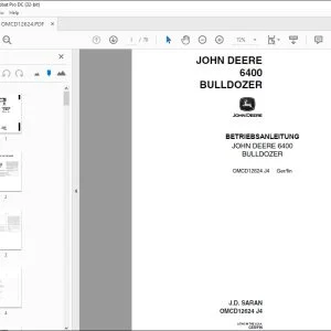 John Deere 6400 BULLDOZER BETRIEBSANLEITUNG OMCD12624 – PDF
