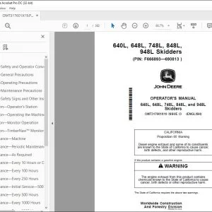 John Deere 640L, 648L, 748L, 848L & 948L Skidders Operator's Manual PDF