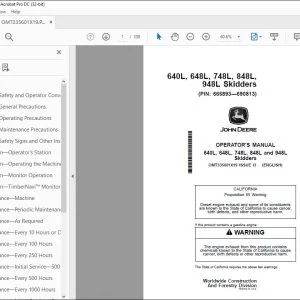 John Deere 640L 648L 748L 848L & 948L Skidders Operator's Manual PDF
