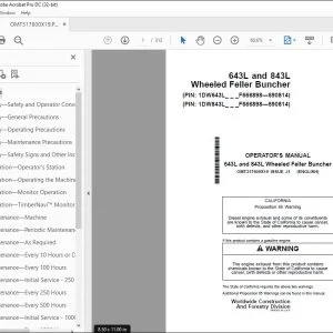 John Deere 643L & 843L Wheeled Feller Buncher Operator's Manual PDF