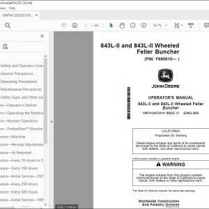 John Deere 643L-II & 843L-II Feller Buncher Operator's Manual OMT412053X19 PDF