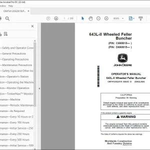 John Deere 643L-II Wheeled Feller Buncher Operator's Manual PDF